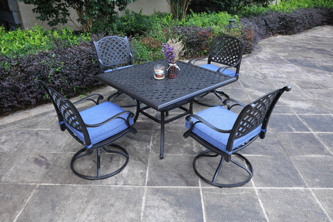 Square 4 Person 43.19" Long Aluminum Dining Set With Cushions - Premium 5 Piece Outdoor Sets from Gather Craft - Just $2326! Shop now at brett interiors