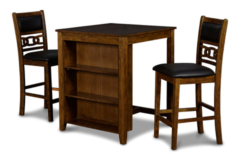 Gia - Counter Table With 2 Chairs & Storage Shelf - Brown - Premium 3 Piece Dining Room Sets from New Classic - Just $447.50! Shop now at brett interiors