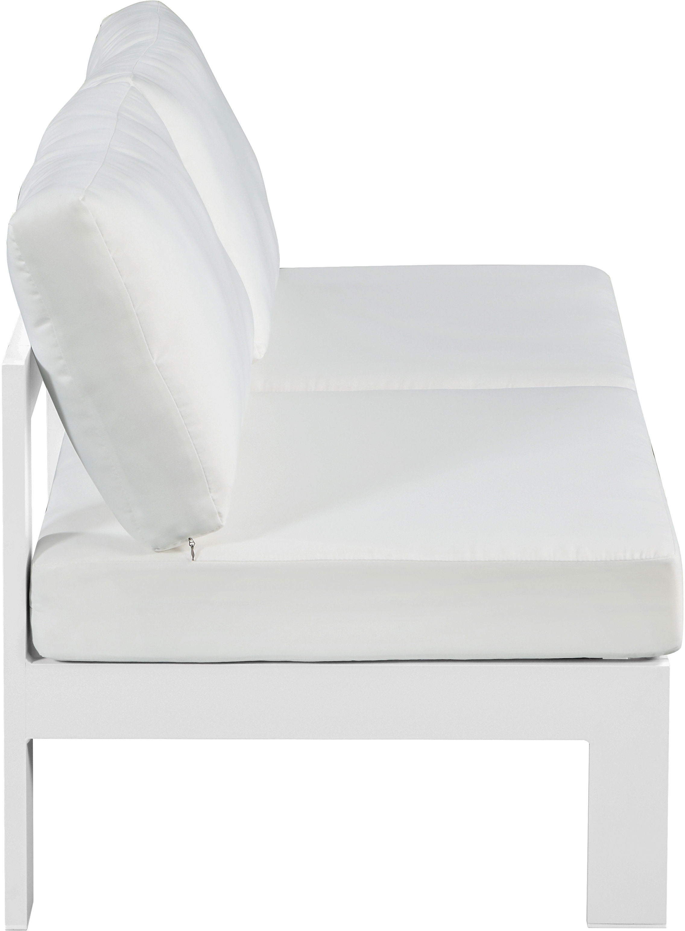 Nizuc - Outdoor Patio Modular Sofa - White - Fabric - Premium Sofas from Meridian Furniture - Just $1725! Shop now at brett interiors