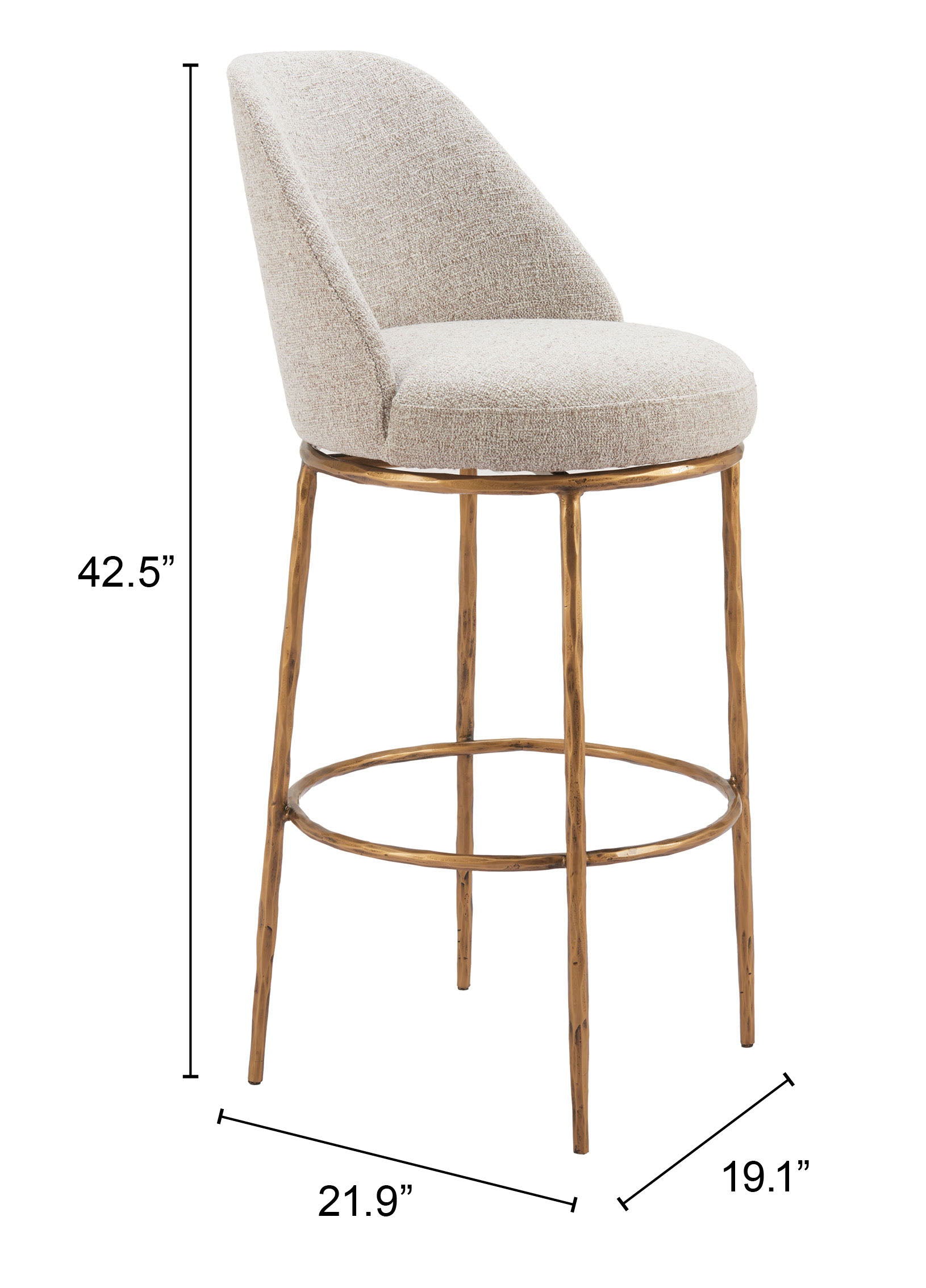 Nordhavn - Swivel Stool - Premium Bar Height (28"-30") from Zuo Modern - Just $1575! Shop now at brett interiors