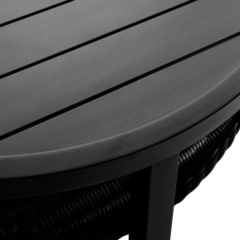 Cayman - Outdoor Round Conversation Table With Wicker Shelf - Black - Premium Dining Tables from Armen Living - Just $985! Shop now at brett interiors