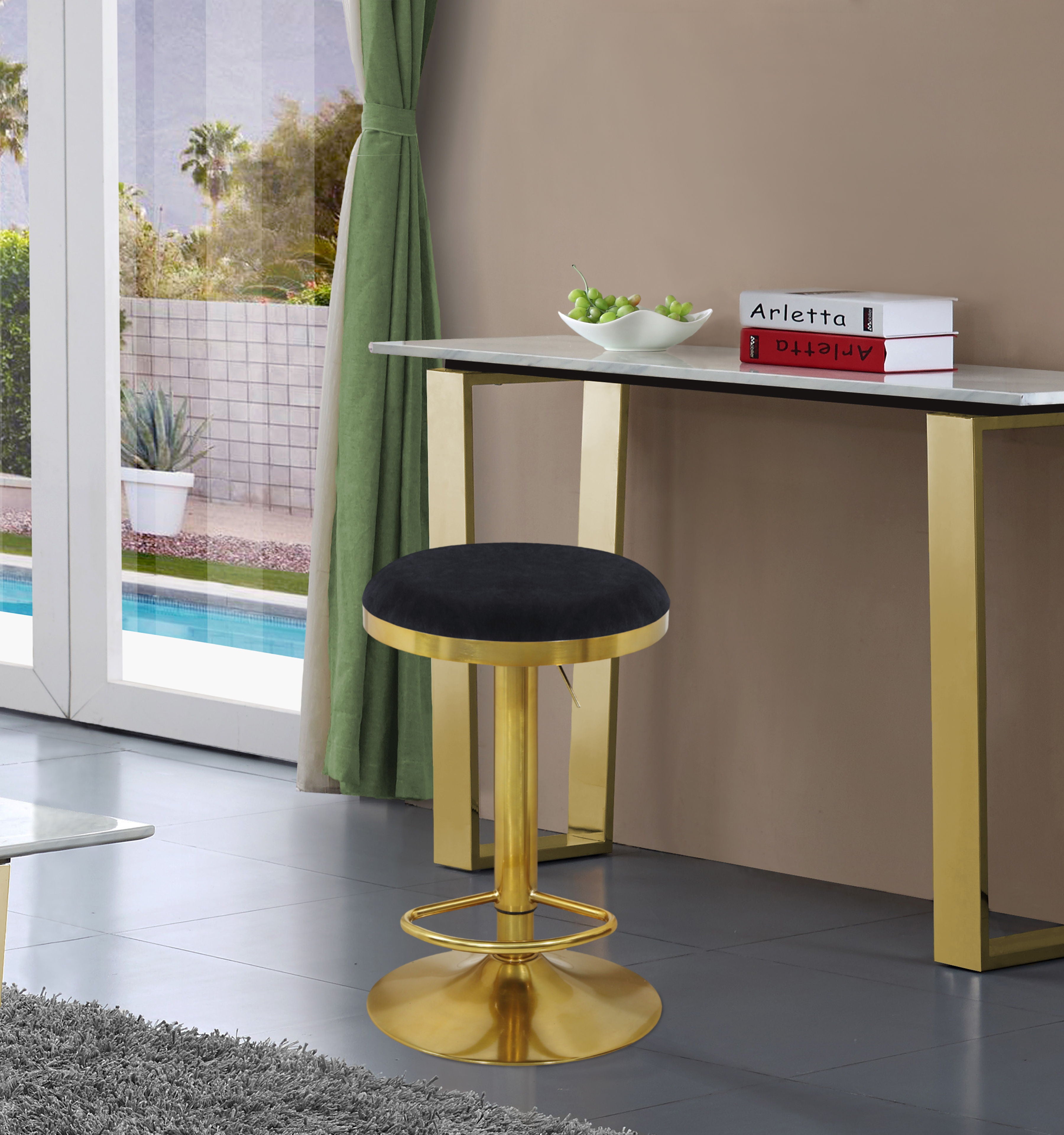 Brody - Adjustable Stool, Gold Base - Premium Adjustable Stools from Meridian Furniture - Just $337.50! Shop now at brett interiors