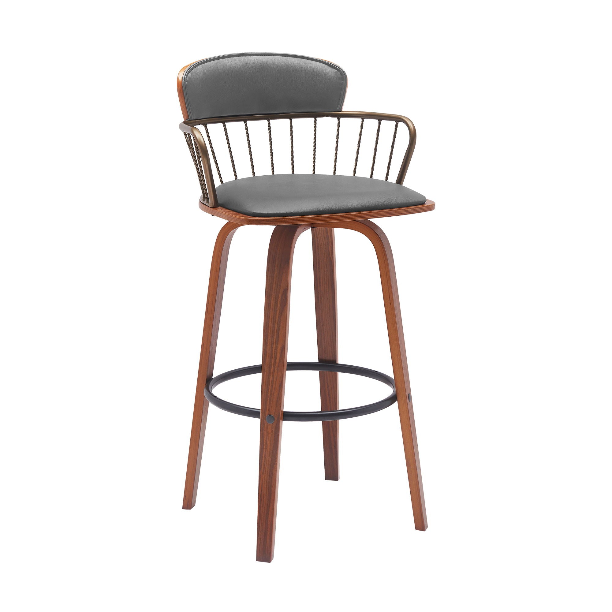 Willow - Swivel Walnut Wood Faux Leather Stool - Premium Counter Height (24"-27") from Armen Living - Just $255! Shop now at brett interiors