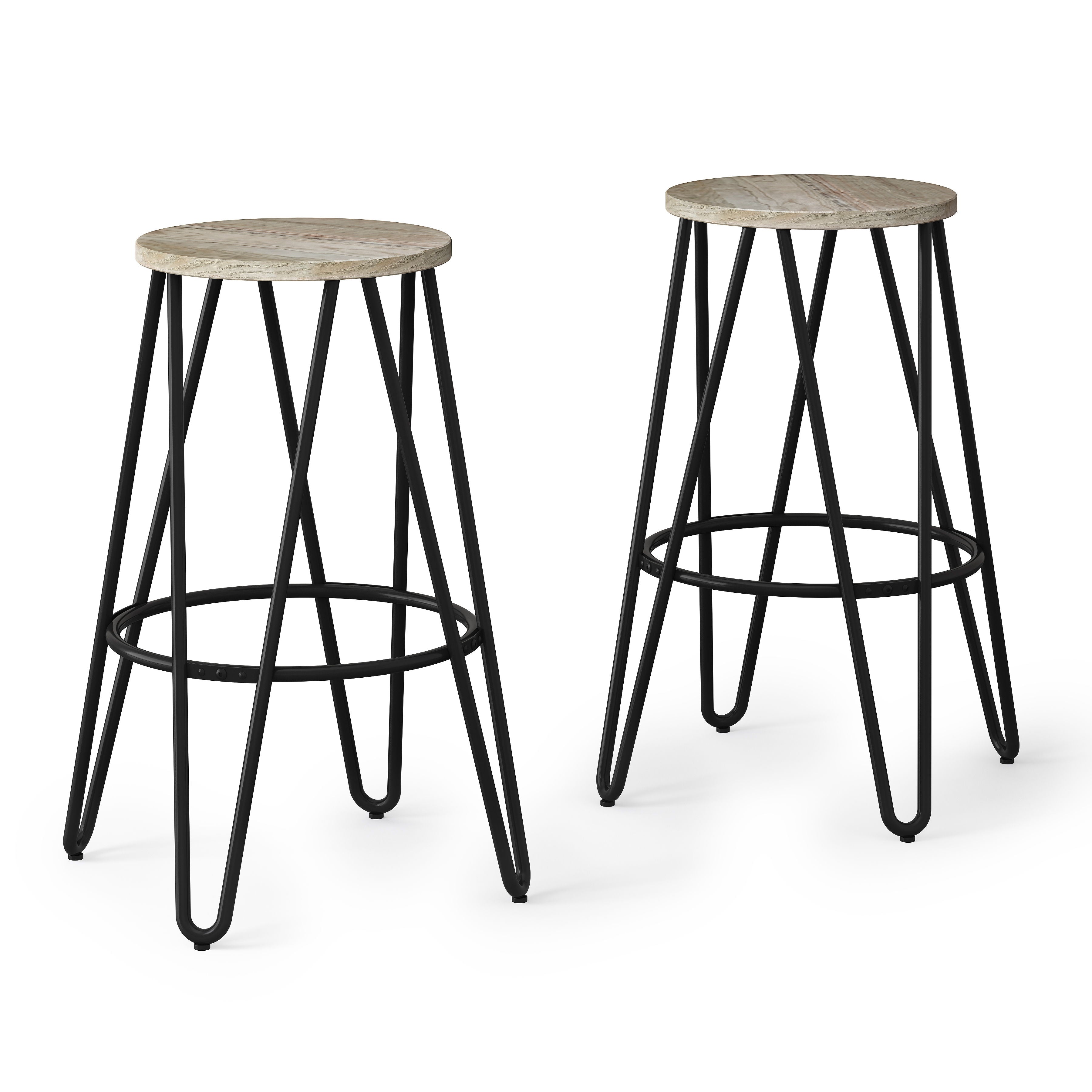 Simeon - 26" Metal Counter Height Stool with Wood Seat (Set of 2) - Premium Stool Sets from Simpli Home - Just $147! Shop now at brett interiors