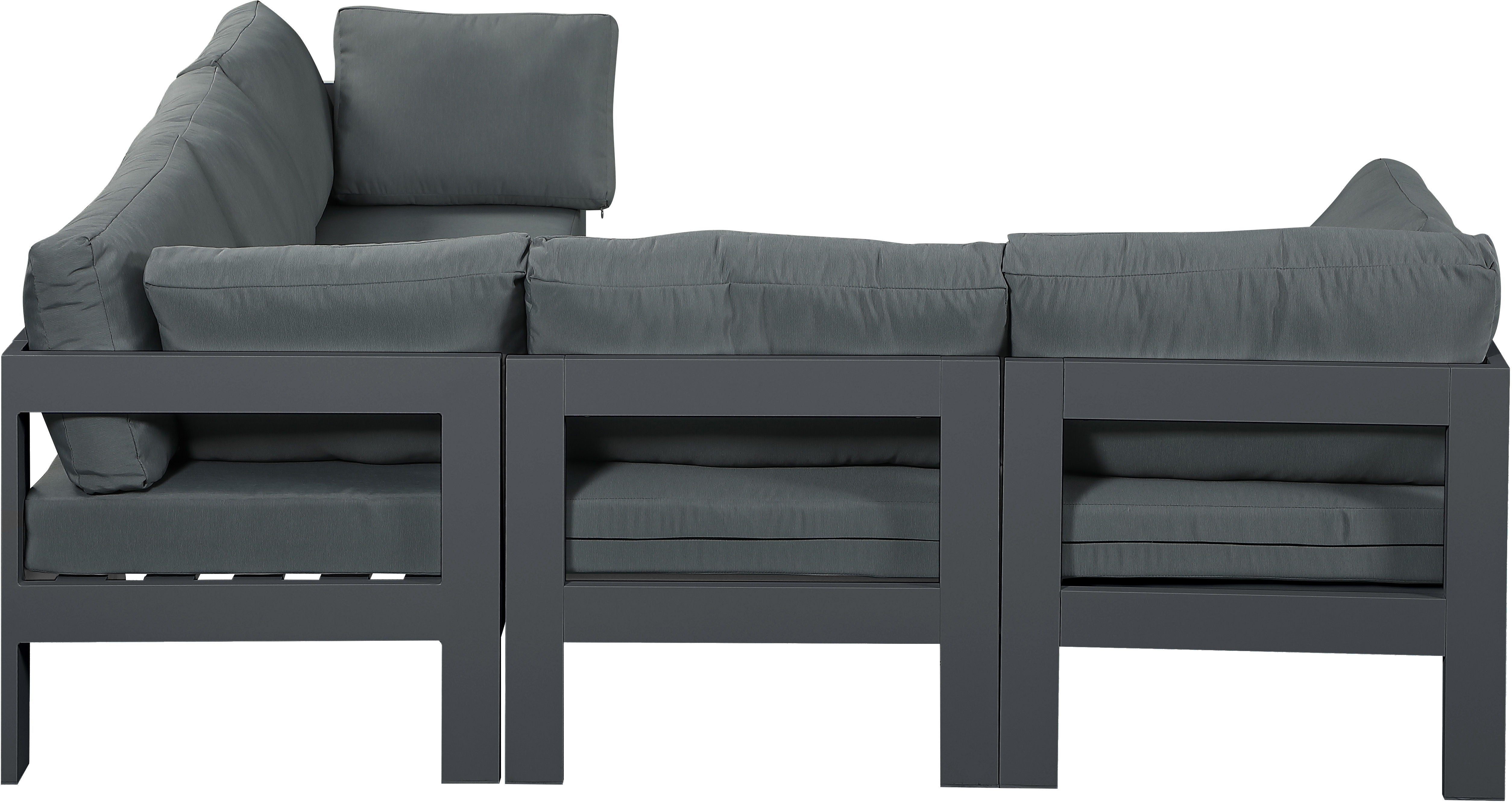 Nizuc - Outdoor Patio Modular Sectional 5 Piece - Grey - Premium Stationary Sectionals from Meridian Furniture - Just $4612.50! Shop now at brett interiors