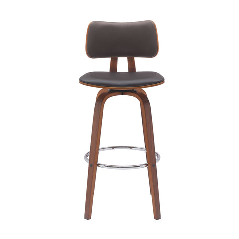 Pico - Swivel Walnut Wood Faux Leather Stool - Premium Counter Height (24"-27") from Armen Living - Just $205! Shop now at brett interiors