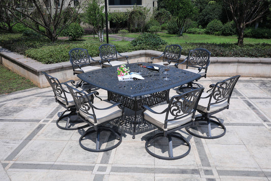 Square 8 Person 64" Long Aluminum Dining Set With Cushions - Premium 8 + Piece Outdoor Sets from Gather Craft - Just $4672! Shop now at brett interiors