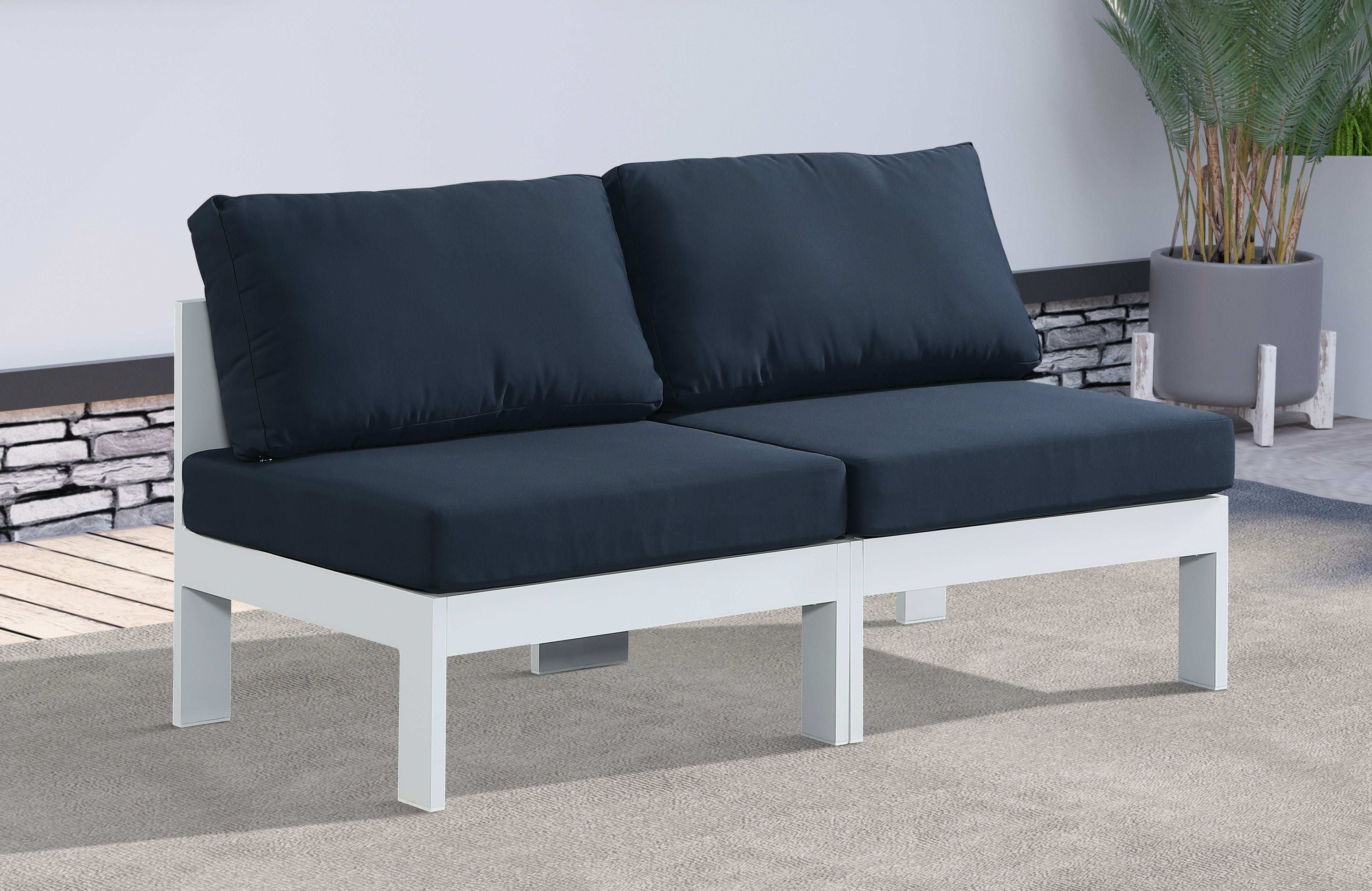 Nizuc - Outdoor Patio Modular Sofa 2 Seats - Navy - Fabric - Premium Sofas from Meridian Furniture - Just $1725! Shop now at brett interiors