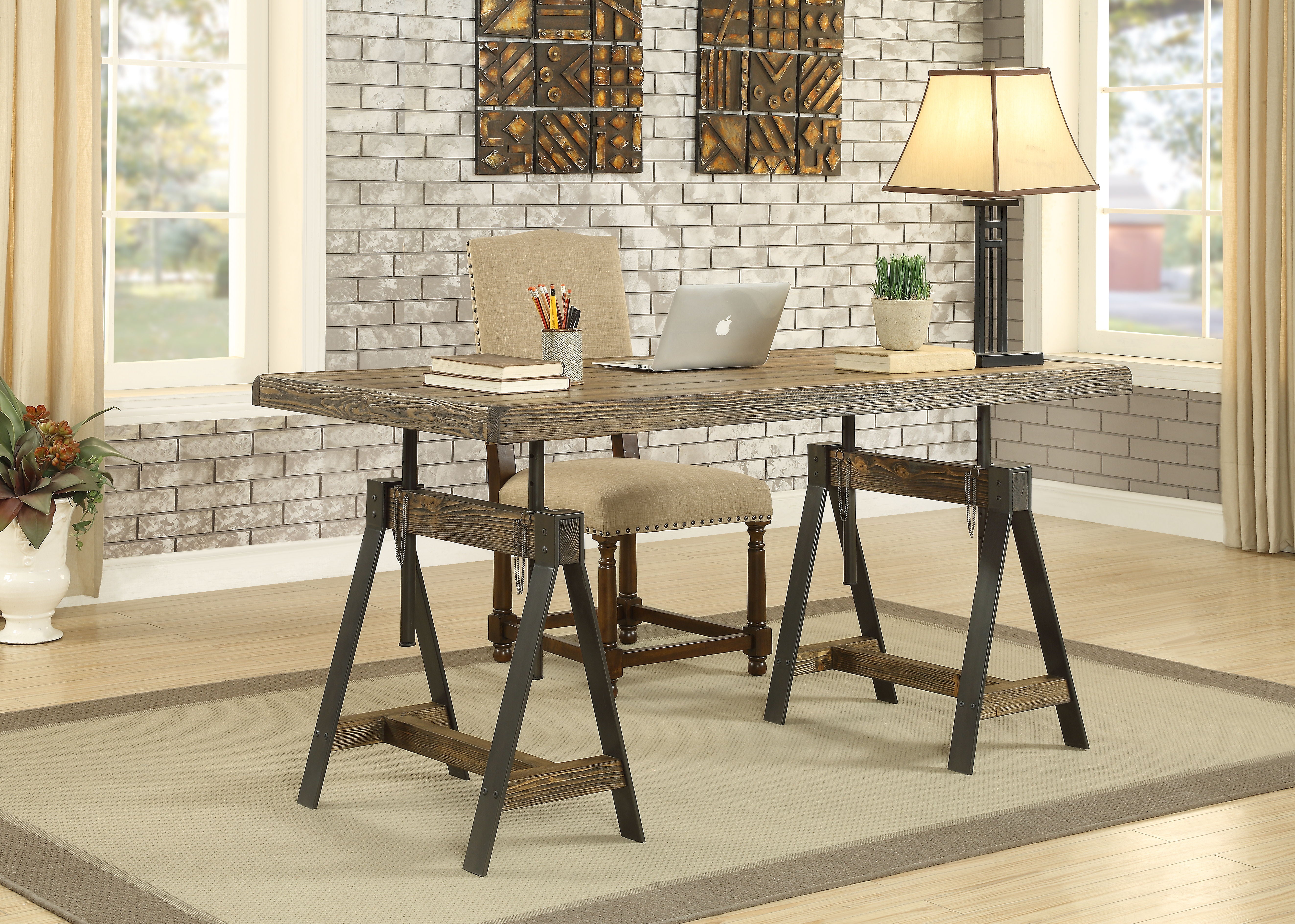 Camden - Adjustable Dining Table / Desk - Distressed Brown - Premium Dining Tables from Coast2Coast Home - Just $3135! Shop now at brett interiors