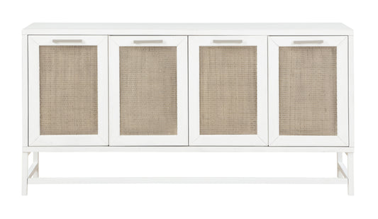 Hawthorne - Four Door Credenza - White / Rattan - Premium Credenzas from Coast2Coast Home - Just $3135! Shop now at brett interiors