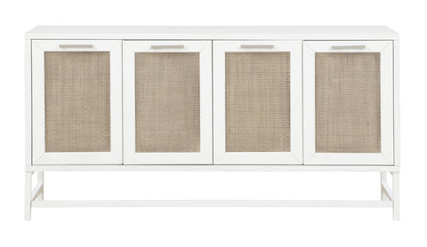 Hawthorne - Four Door Credenza - White / Rattan - Premium Credenzas from Coast2Coast Home - Just $3135! Shop now at brett interiors