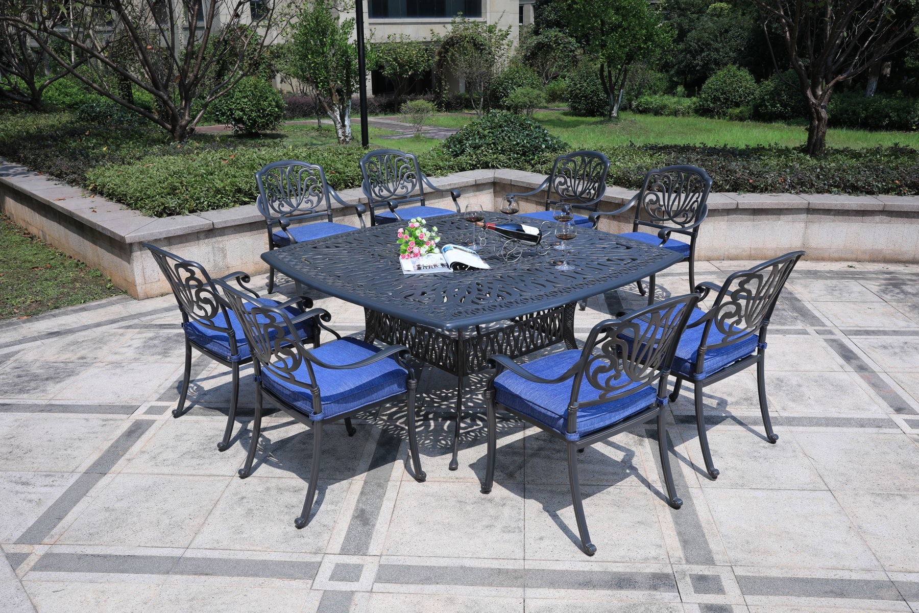 Square 8 Person 64" Long Aluminum Dining Set With Cushions - Premium 8 + Piece Outdoor Sets from Gather Craft - Just $4672! Shop now at brett interiors