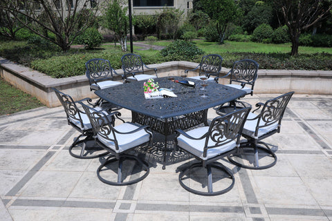 Square 8 Person 64" Long Aluminum Dining Set With Cushions - Premium 8 + Piece Outdoor Sets from Gather Craft - Just $4672! Shop now at brett interiors