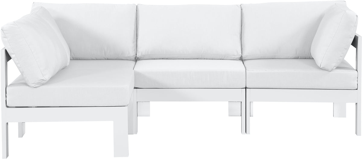 Nizuc - Outdoor Patio Modular Sectional 4 Piece - White - Premium Stationary Sectionals from Meridian Furniture - Just $3650! Shop now at brett interiors