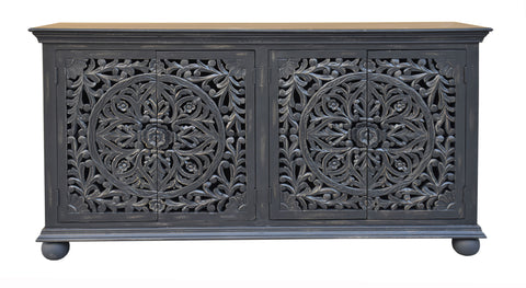 Yvette - Four Door Credenza - Black Distressed - Premium Credenzas from Coast2Coast Home - Just $4950! Shop now at brett interiors