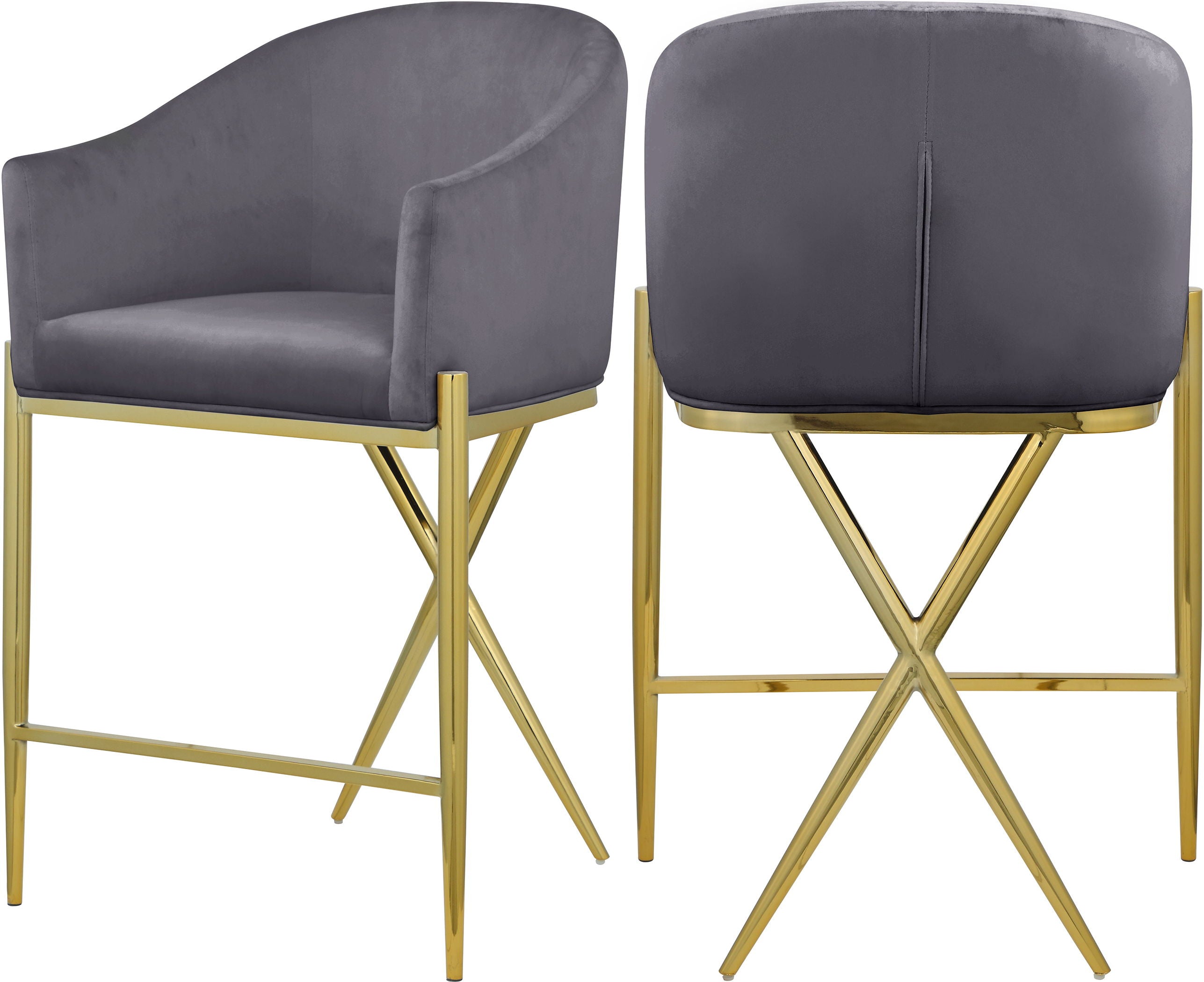 Xavier - Counter Stool with Gold Legs - Premium Counter Height (24"-27") from Meridian Furniture - Just $475! Shop now at brett interiors