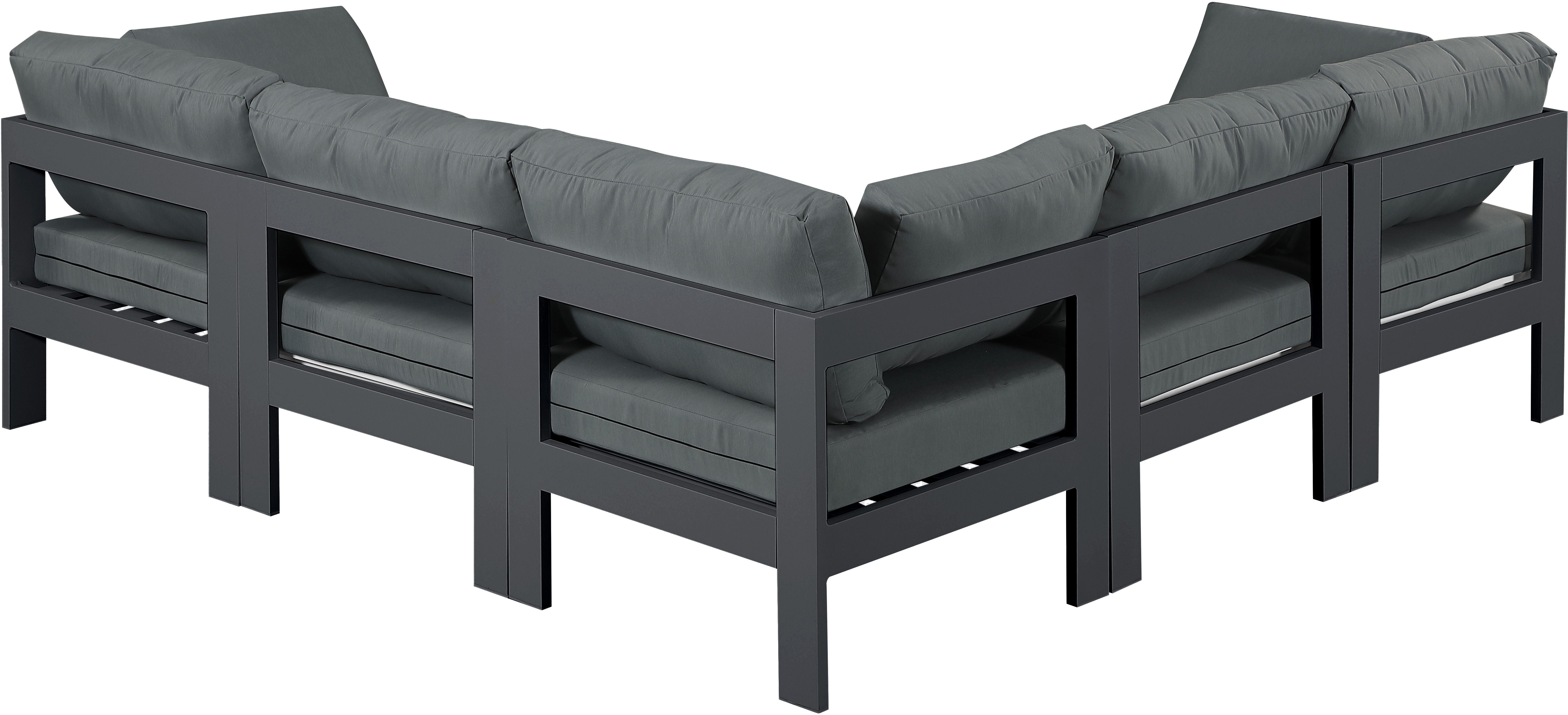 Nizuc - Outdoor Patio Modular Sectional 5 Piece - Grey - Premium Stationary Sectionals from Meridian Furniture - Just $4612.50! Shop now at brett interiors