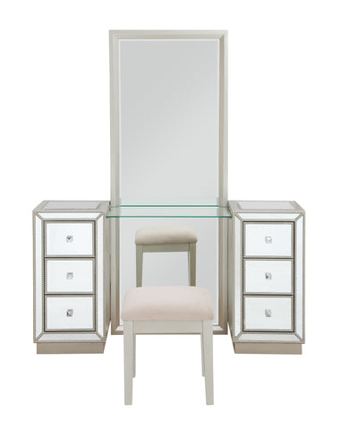 Lana - Six Drawer Console With Mirror / Stool (2 Cartons) - Elsinore Champagne - Premium Vanity Sets from Coast2Coast Home - Just $4950! Shop now at brett interiors