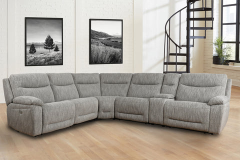 Apollo - 6 Piece Modular Power Reclining Sectional with Zero Gravity Recliners and Power Headrests and an Entertainment Console - Weave Grey - Premium Reclining Sectionals from Parker Living - Just $3372.50! Shop now at brett interiors