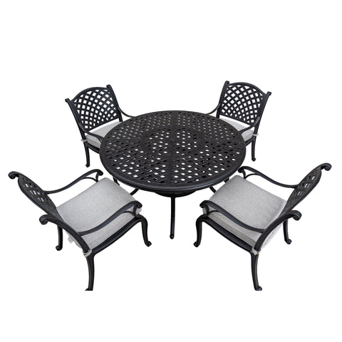 Stylish Outdoor 5 Piece Aluminum Dining Set With Cushion (4 Arm Chairs And Table) - Sandstorm - Premium 5 Piece Outdoor Sets from Gather Craft - Just $2380! Shop now at brett interiors