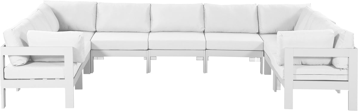 Nizuc - Outdoor Patio Modular Sectional 9 Piece - White - Premium Stationary Sectionals from Meridian Furniture - Just $8162.50! Shop now at brett interiors