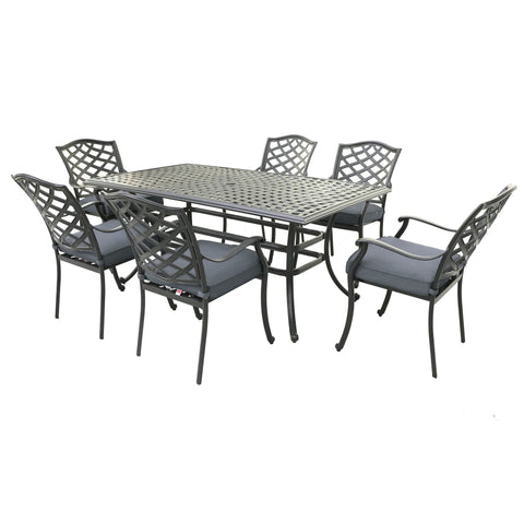 Rectangular Aluminum Dining Set With Cushions - Premium 7 Piece Outdoor Sets from Gather Craft - Just $2799! Shop now at brett interiors