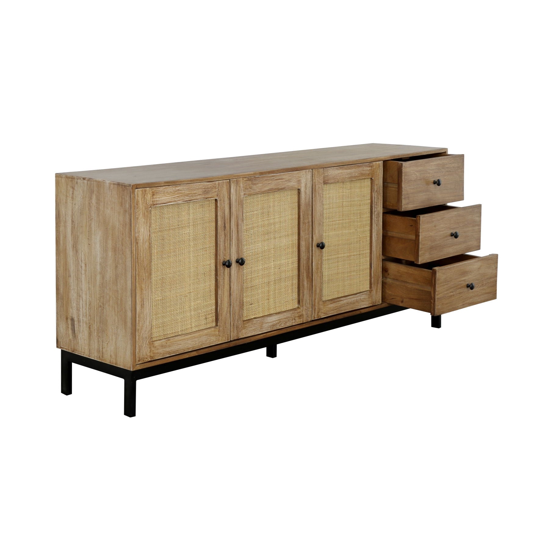 Jeremiah - Three Door Three Drawer Credenza - Raffie Brown / Rattan - Premium Credenzas from Coast2Coast Home - Just $4537.50! Shop now at brett interiors