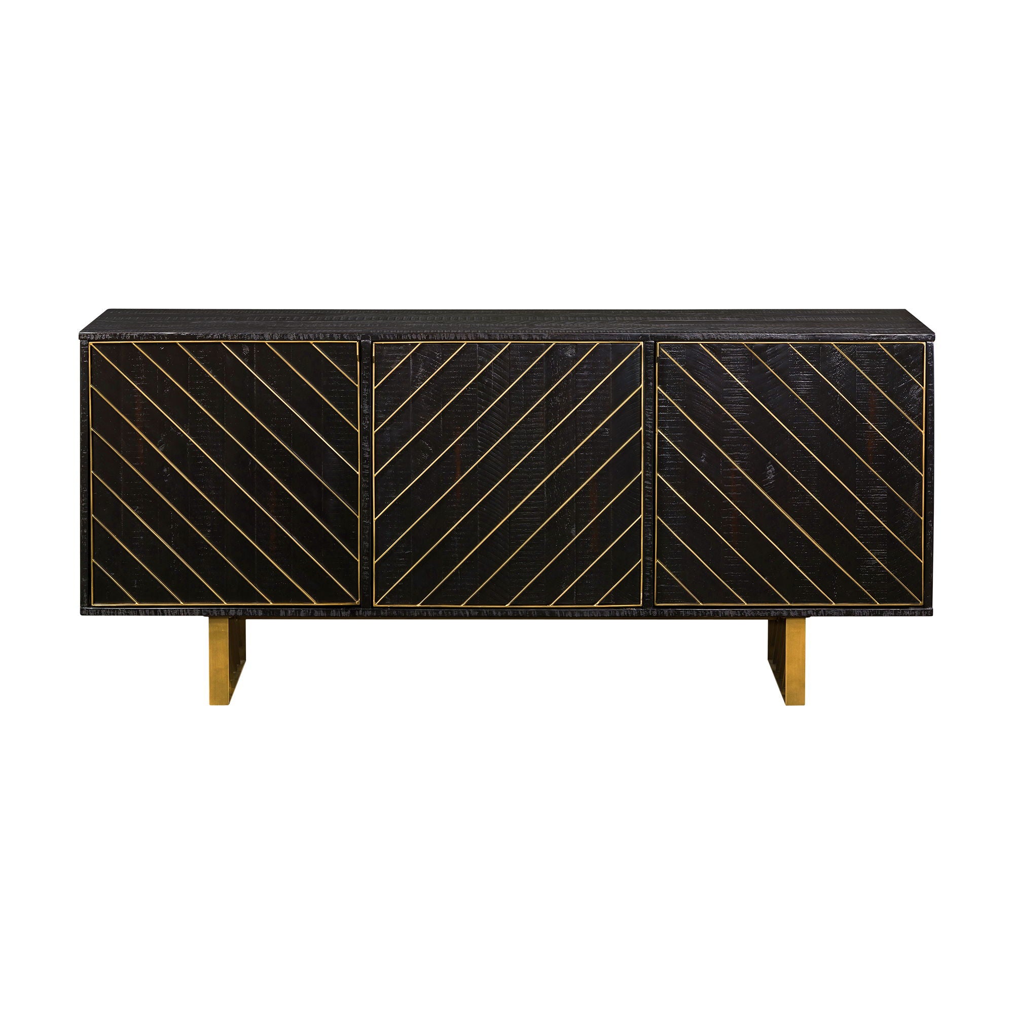 Monaco - Rectangular Sideboard With Antique Brass Accent - Black - Premium Sideboards from Armen Living - Just $1610! Shop now at brett interiors