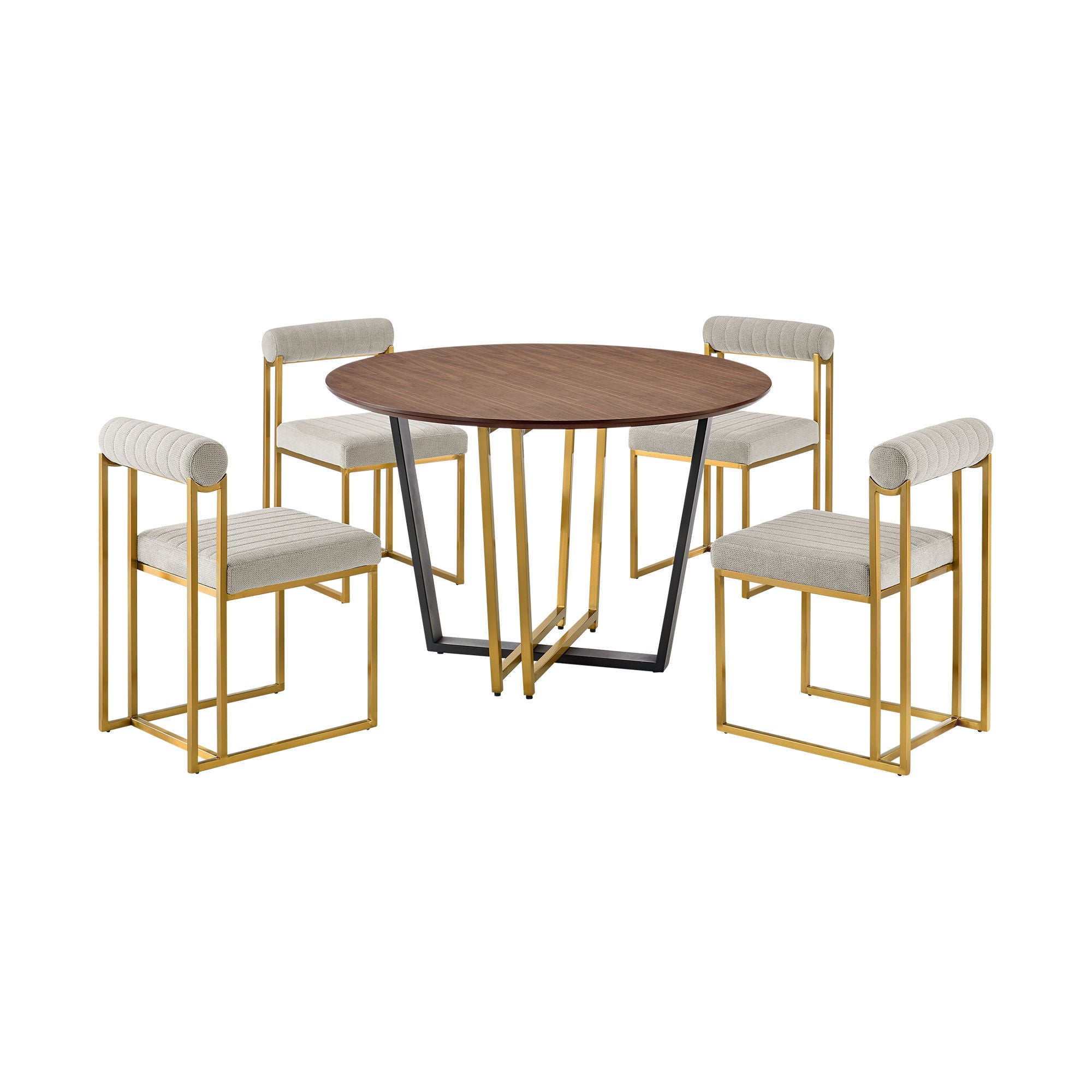 Joana Anastasia - Round Walnut Dining Table Set - Premium 5 Piece Dining Room Sets from Armen Living - Just $2805! Shop now at brett interiors