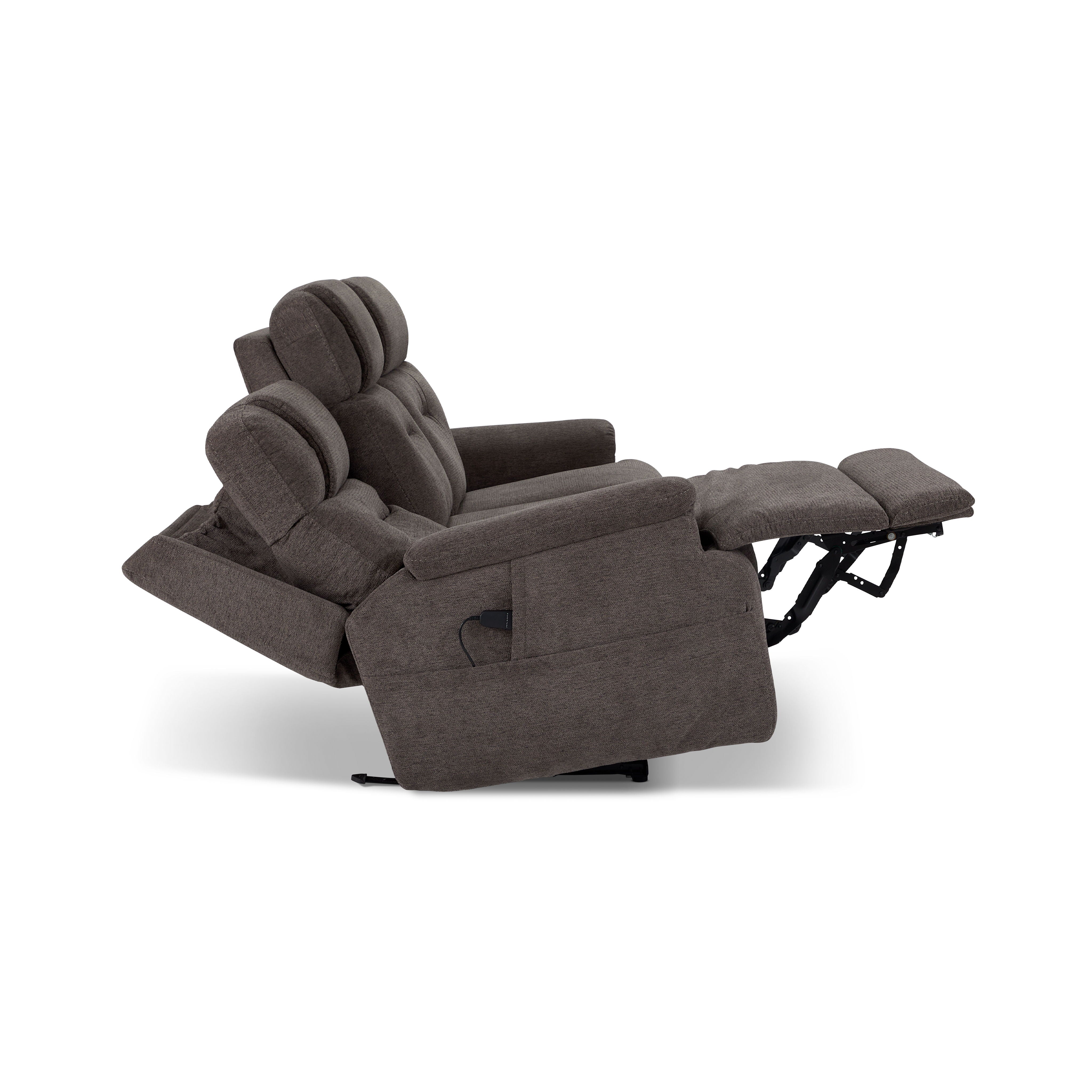 Zofa - Power Reclining Sofa with Cnsl & Power Headrests/Lumbar/Heat/Mass - Dark Brown - Premium Reclining Sofas from Flexsteel - Just $4125! Shop now at brett interiors