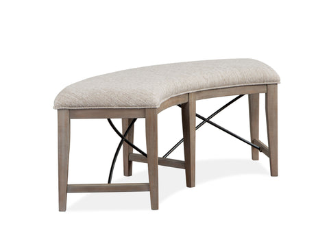 Paxton Place - Curved Bench With Upholstered Seat - Dovetail Grey - Premium Upholstered Benches from Magnussen Furniture - Just $455! Shop now at brett interiors