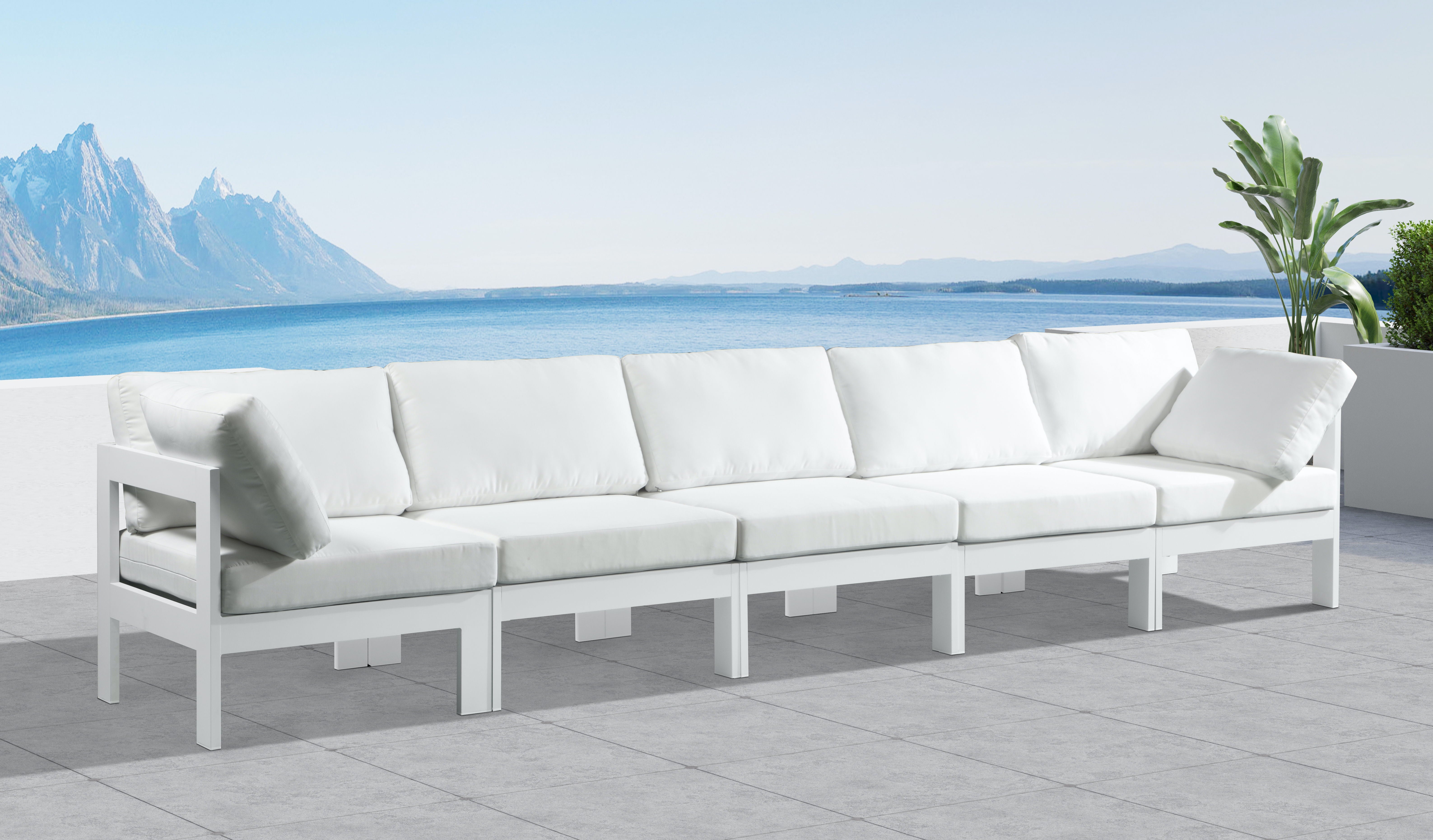 Nizuc - Outdoor Patio Modular Sofa - White - Premium Sofas from Meridian Furniture - Just $4512.50! Shop now at brett interiors