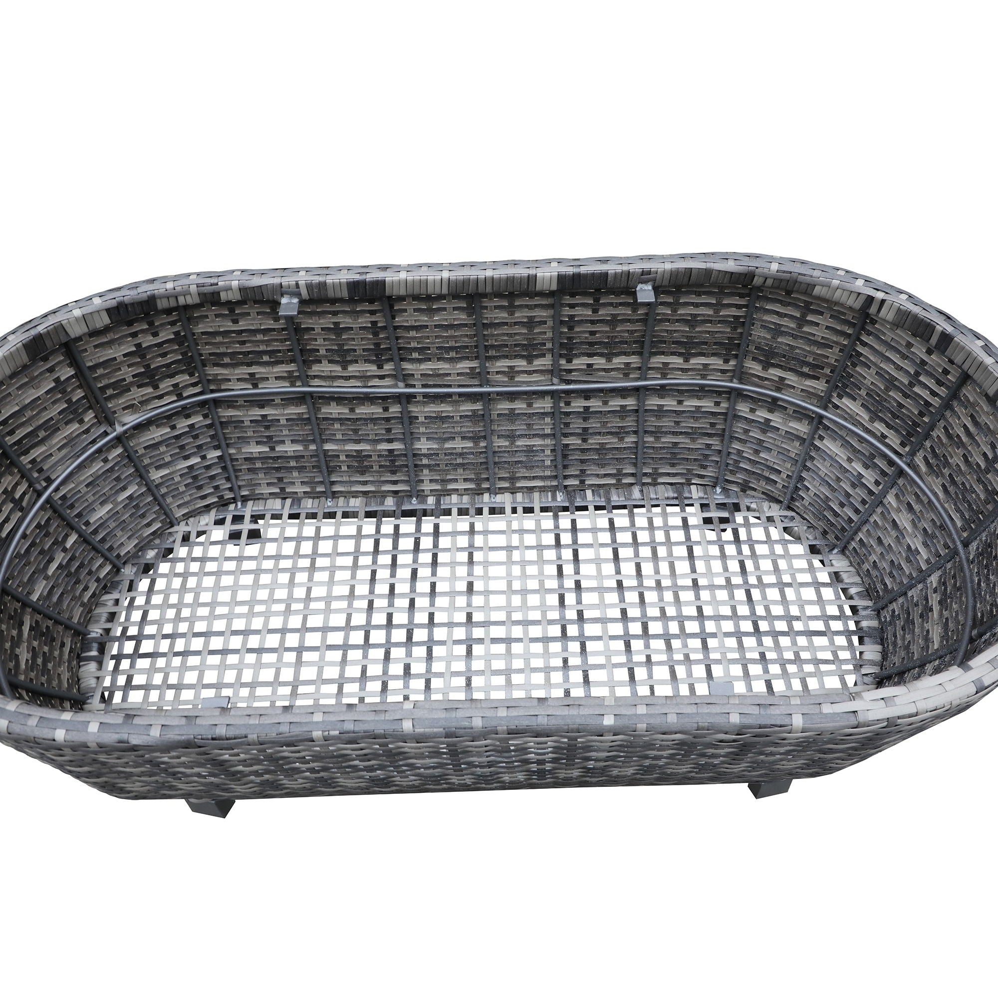 Modern Outdoor Wicker Oval Coffee Table With Storage - Black Tourmaline - Premium Coffee Tables from Gather Craft - Just $591! Shop now at brett interiors