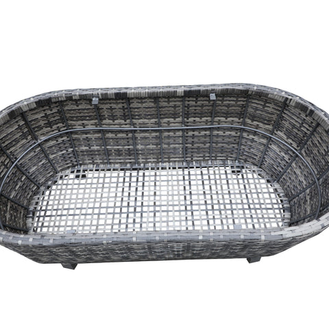 Modern Outdoor Wicker Oval Coffee Table With Storage - Black Tourmaline - Premium Coffee Tables from Gather Craft - Just $591! Shop now at brett interiors