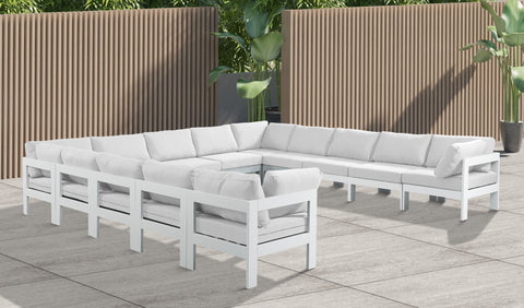 Nizuc - Outdoor Patio Modular Sectional 13 Piece - White - Fabric - Premium Stationary Sectionals from Meridian Furniture - Just $11612.50! Shop now at brett interiors