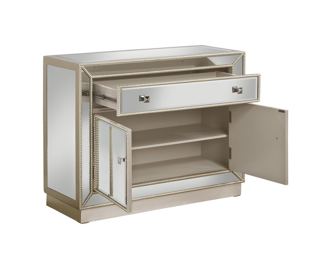 Sadie - One Drawer Two Door Cabinet - Estaline Champagne and Mirror - Premium Accent Cabinets from Coast2Coast Home - Just $2475! Shop now at brett interiors