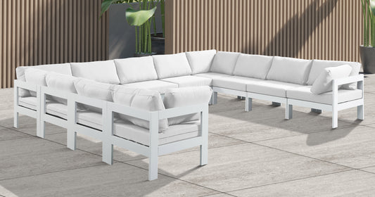 Nizuc - Outdoor Patio Modular Sectional 11 Piece - White - Fabric - Premium Stationary Sectionals from Meridian Furniture - Just $9887.50! Shop now at brett interiors