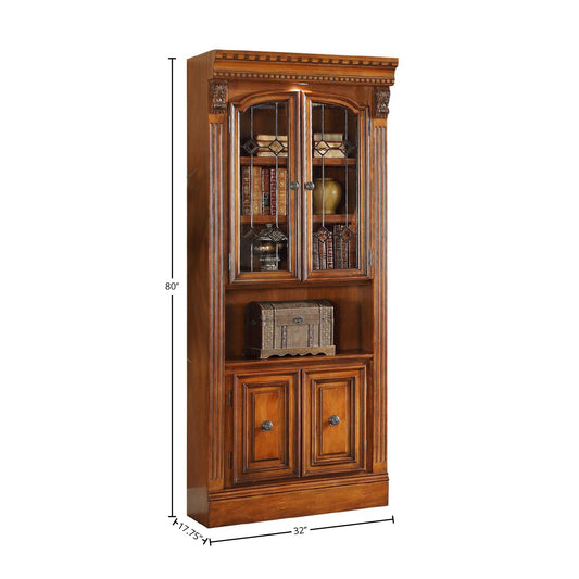 Huntington - Glass Door Cabinet - Antique Vintage Pecan - Premium Standard Bookcases from Parker House - Just $1275! Shop now at brett interiors