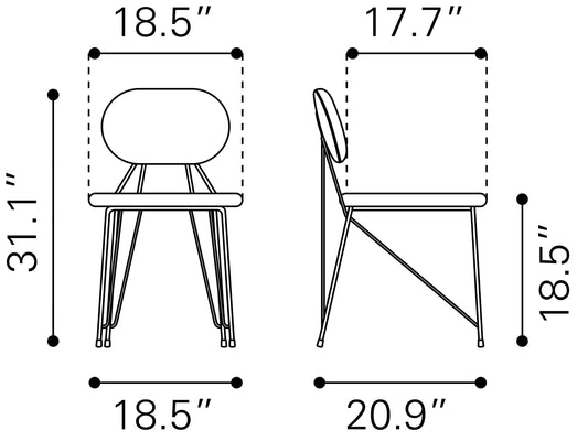 Georges - Dining Chair (Set of 2) - Gray / Gold - Premium Chair Sets from Zuo Modern - Just $1550! Shop now at brett interiors