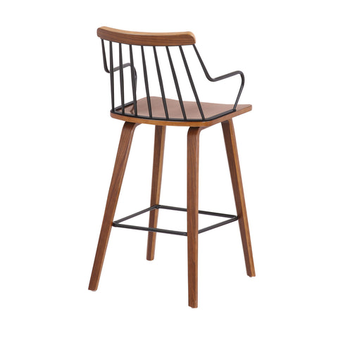 Micah - 26" Modern Counter Height Bar Stool - Walnut / Metal - Premium Counter Height (24"-27") from Armen Living - Just $227.50! Shop now at brett interiors