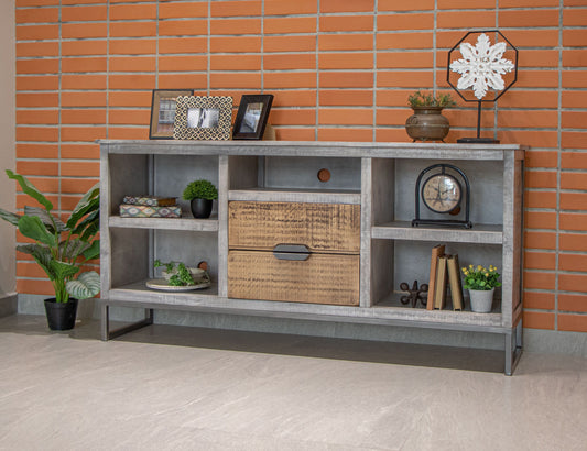 Mita - TV Stand / Console - Honey Brown / Light Gray - Premium TV Stands from International Furniture Direct - Just $837.50! Shop now at brett interiors