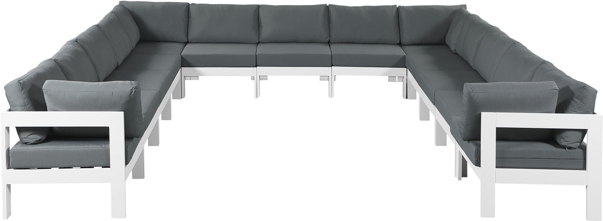 Nizuc - Outdoor Patio Modular Sectional 13 Piece - Grey - Fabric - Premium Stationary Sectionals from Meridian Furniture - Just $11612.50! Shop now at brett interiors