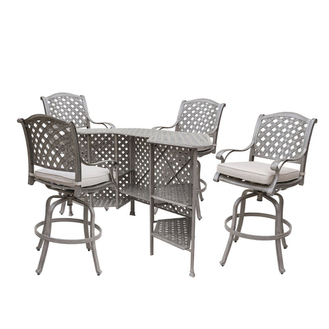 Cast Aluminum Bar Set With Cushion - Premium 5 Piece Outdoor Sets from Gather Craft - Just $2890! Shop now at brett interiors