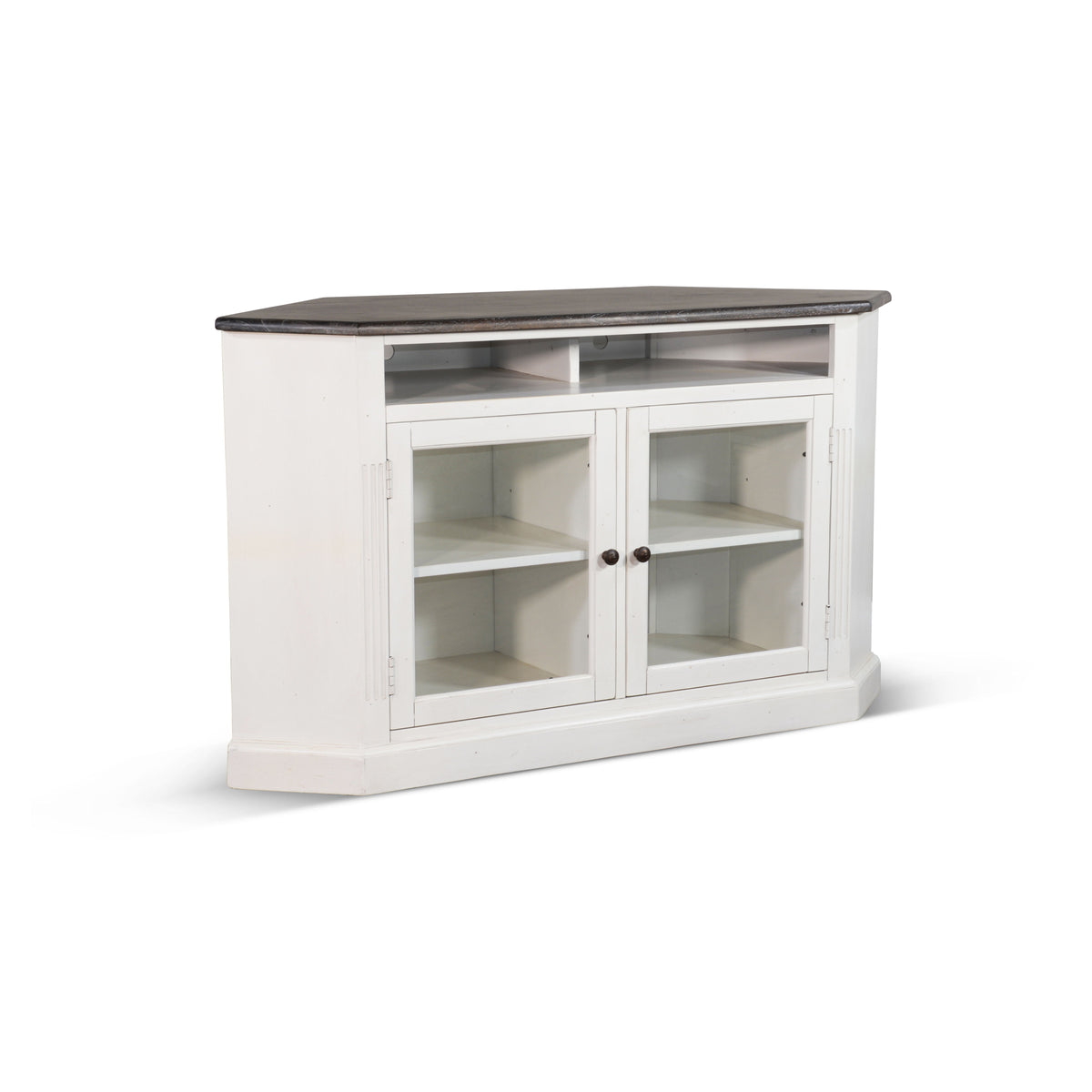 Carriage House - Corner TV Stand - White / Dark Brown - Premium TV Stands from Sunny Designs - Just $858! Shop now at brett interiors