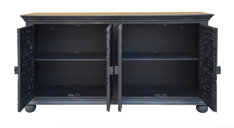 Yvette - Four Door Credenza - Black Distressed - Premium Credenzas from Coast2Coast Home - Just $4950! Shop now at brett interiors