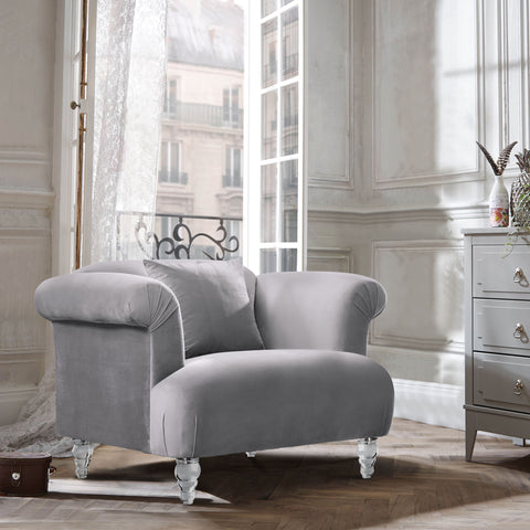 Elegance - Contemporary Sofa Chair Velvet With Acrylic Legs - Gray - Premium Arm Chairs from Armen Living - Just $1072.50! Shop now at brett interiors