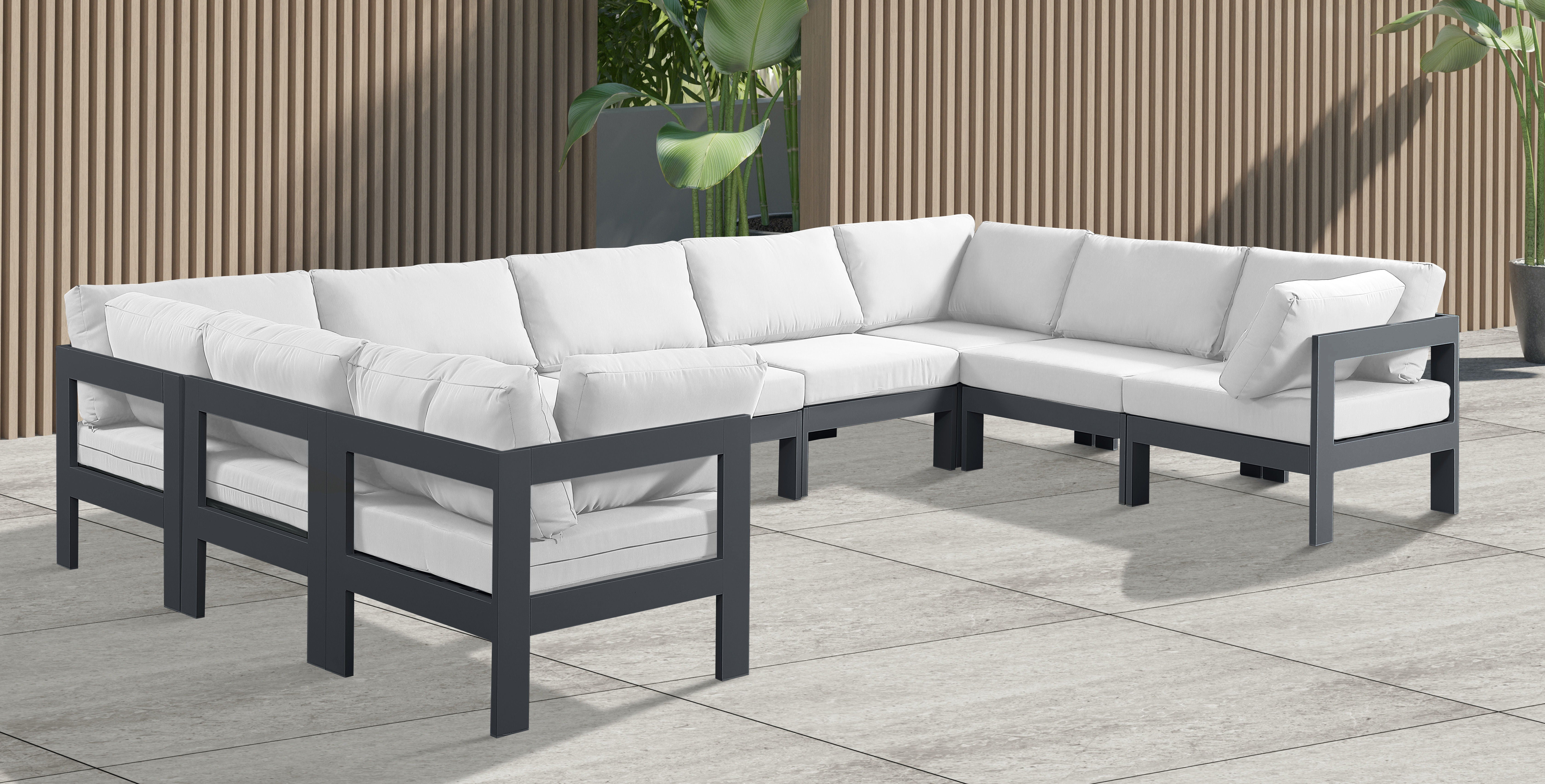 Nizuc - Outdoor Patio Modular Sectional - White - Modern & Contemporary - Premium Stationary Sectionals from Meridian Furniture - Just $8162.50! Shop now at brett interiors