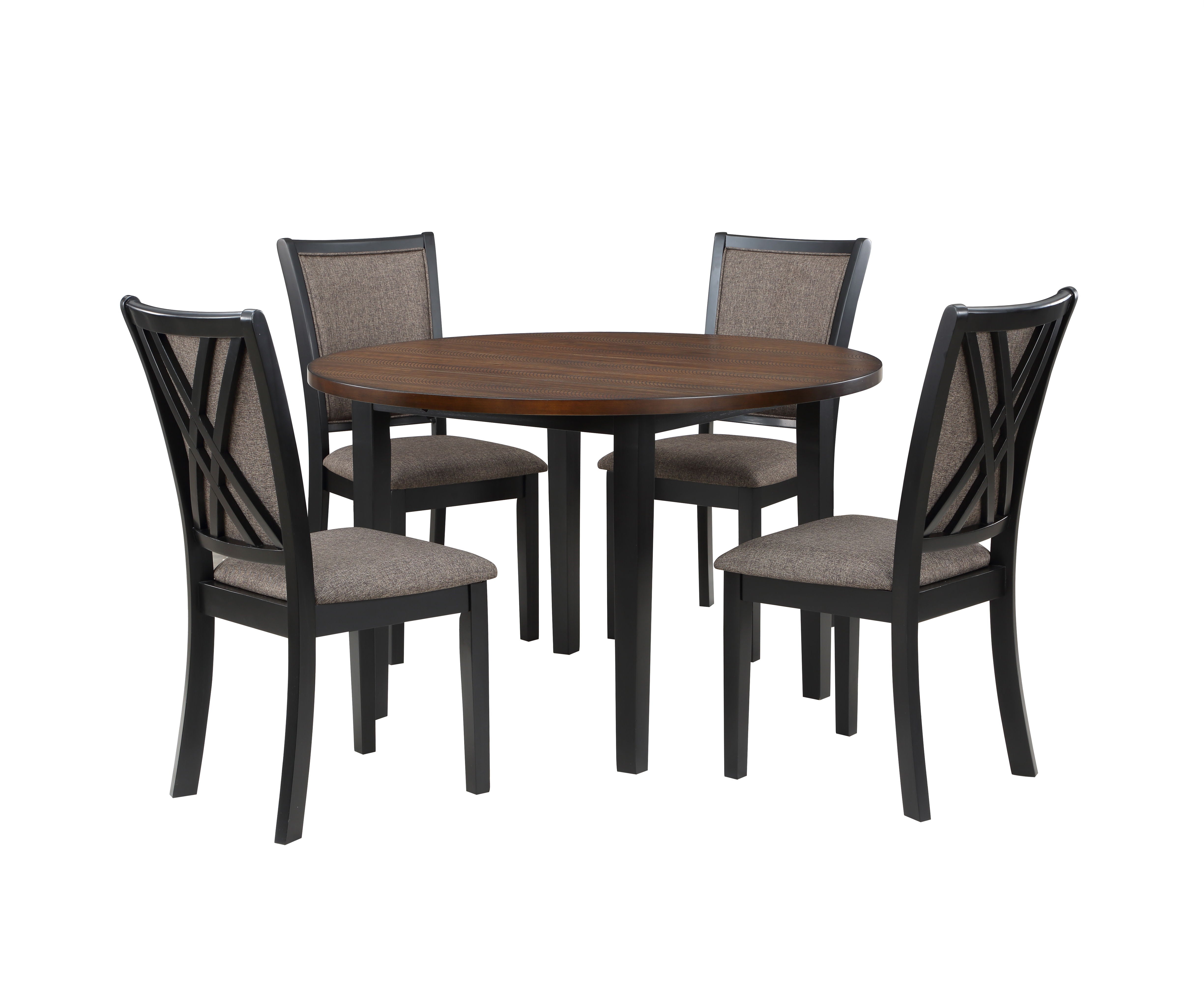 Potomac - 5 Piece Round Dining Set (Table & 4 Chairs) - Brown / Black - Premium 5 Piece Dining Room Sets from New Classic - Just $697.50! Shop now at brett interiors