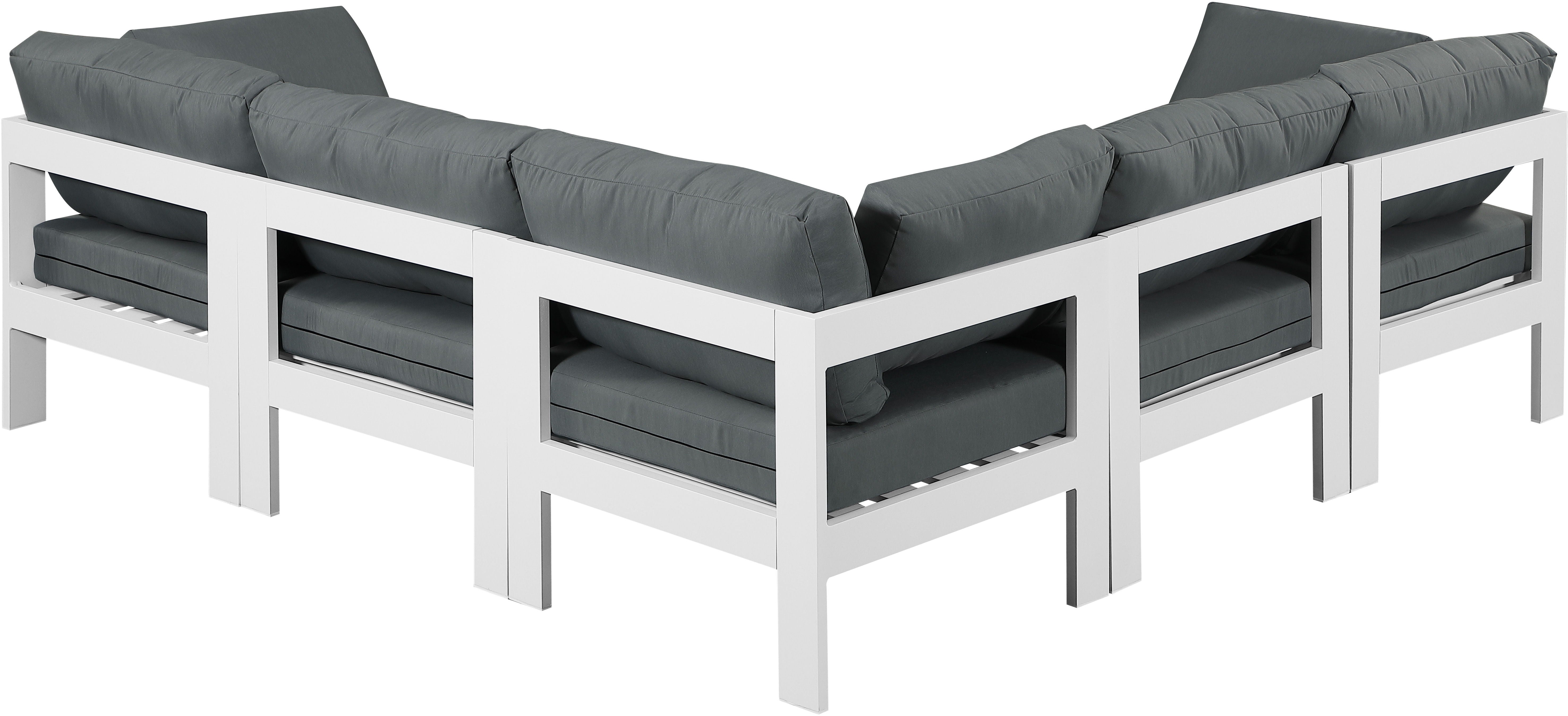 Nizuc - Outdoor Patio Modular Sectional 5 Piece - Grey - Metal - Premium Stationary Sectionals from Meridian Furniture - Just $4612.50! Shop now at brett interiors