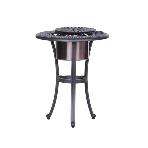 Outdoor Patio Aluminum Round Bistro Table/Side Table With Ice Bucket - Gunmetal - Premium Bistro Tables from Gather Craft - Just $282! Shop now at brett interiors